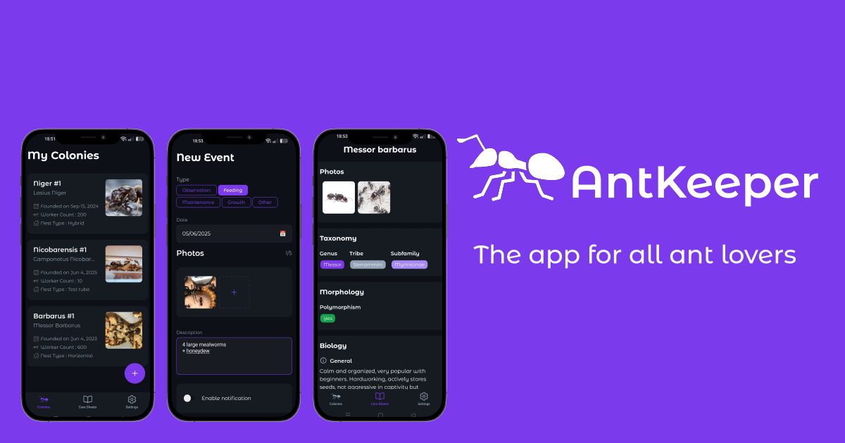 Antkeeping: Care Sheets, Swarm Map & Colony Management | AntKeeper
